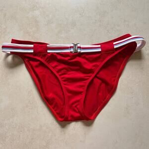 Vintage Jag Red Belted Bikini Bottom Size XL